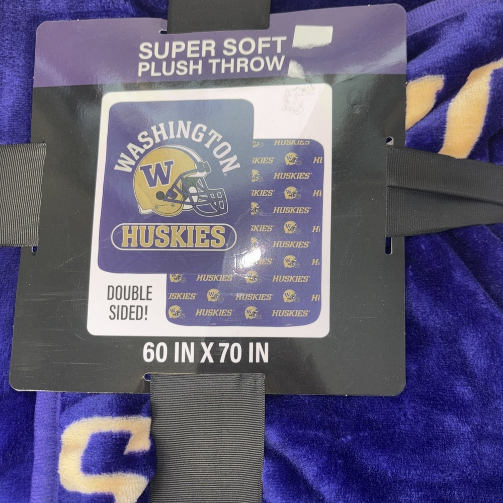 Washington Huskies Super Soft Plush Blanket 60"x70" Double Sided Football Colleg - Picture 2 of 5